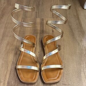 Aldo Metallic Gold Wrap Sandals